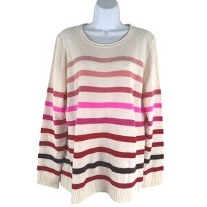 Talbots Pure Cashmere Sweater Large Striped Multicolored Long Sleeve NWT FS-1409